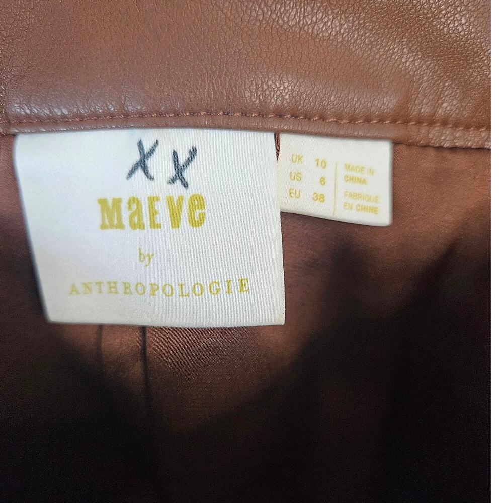 Maeve Mariska Cognac Brown Faux Leather Midi Skirt Anthropologie Fall US 6 - Picture 6 of 15